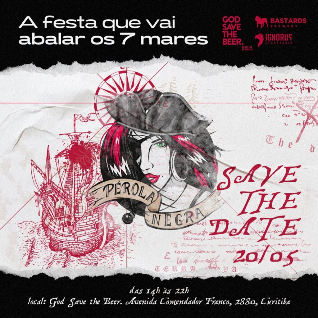 Cartaz da festa cerveja Pérola Negra 2023 das cervejarias Ignorus e Bastards